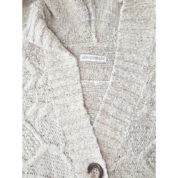 Aeropostale Knit Hoodie Women Crop Sweater Cardigan Size XL Short Sleeves - Picture 1 of 5